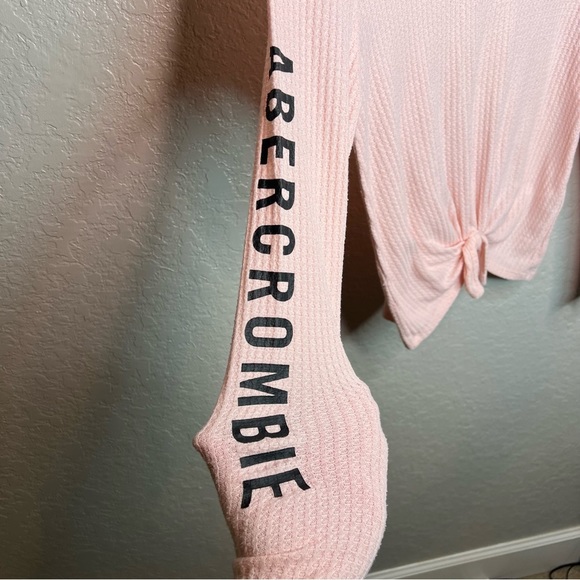BNWOT Abercrombie Kids Pink Long Sleeve Waffle Knit Top - Picture 6 of 7